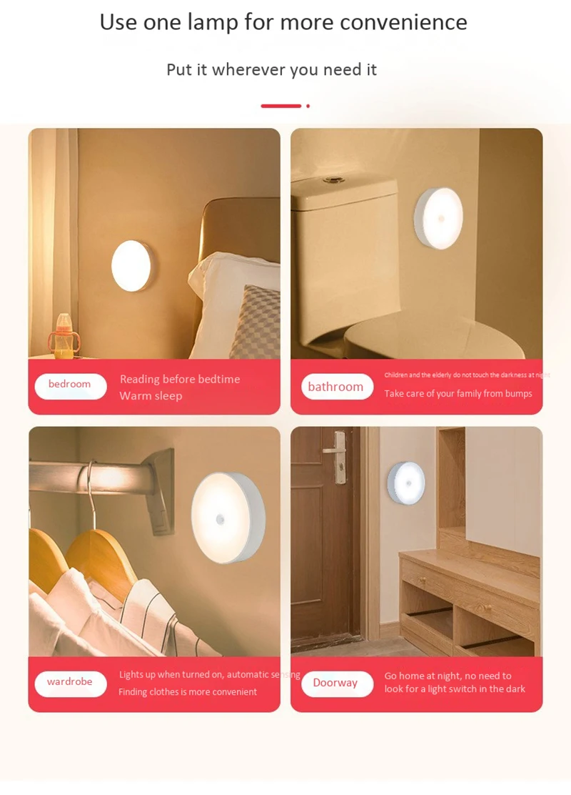 Charging Night Light Intelligent Motion Sensor Light USB Cabinet Light Human Body Induction Closet Light 400mAh Bedroom Stairs unicorn night light