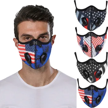 

Unisex Flag Print US Face Mask Outdoor Breathable Protection Mask With Breathing Valve Activated Carbon Filter mascarillas 2020