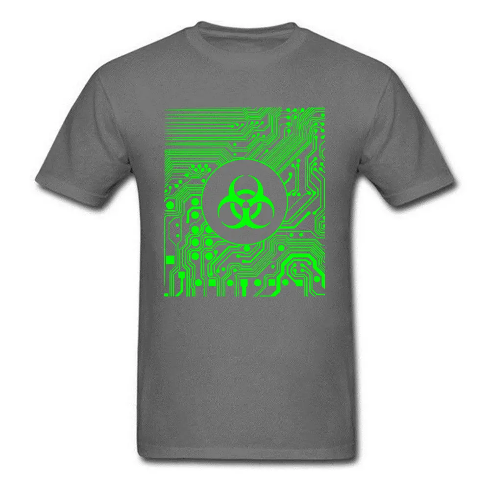 Cyber goth - Biohazard (Green) Pure Cotton T-shirts for Men Short Sleeve Tops Shirts Faddish Autumn Crewneck Tee-Shirts Normal Cyber goth - Biohazard (Green) carbon