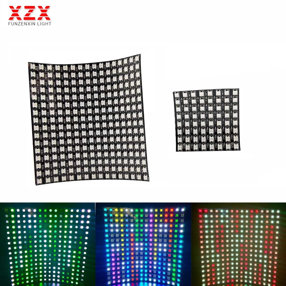 Écran de panneau numérique Led WS2812B, Flexible 256 Pixels, WS2812 50smd RGB, 8x8/16x16 Pixels, DC5V
