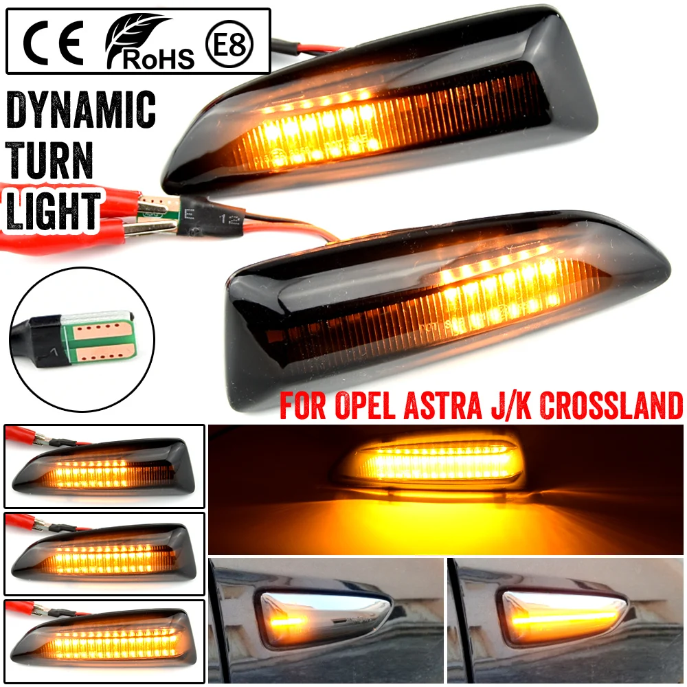 2PCS Dynamic LED Side Marker Lights 12V Flowing Turn Signal Light Repeater Lamp Panel for Opel Vauxhall Astra J K | Автомобили и