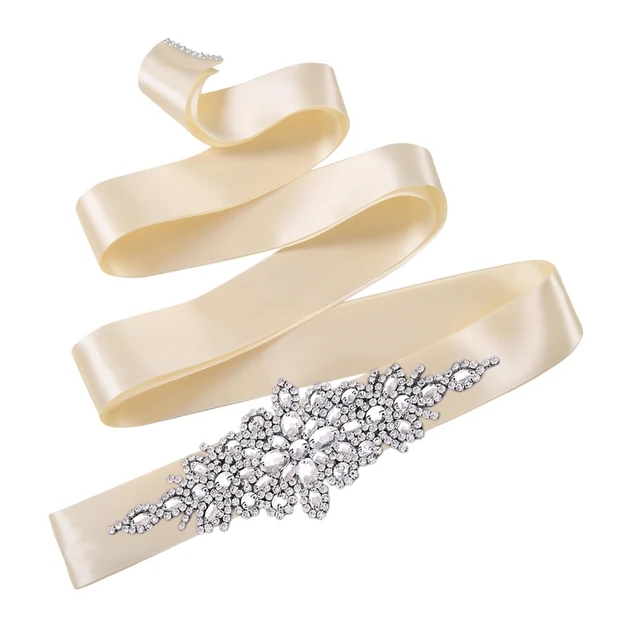 TOPQUEEN S01 Rhinestone Women's Belt Bride Belts Bridal Sashes Wedding Accessories Belts For Evening Party Prom Gown Dress ivory ribbon
