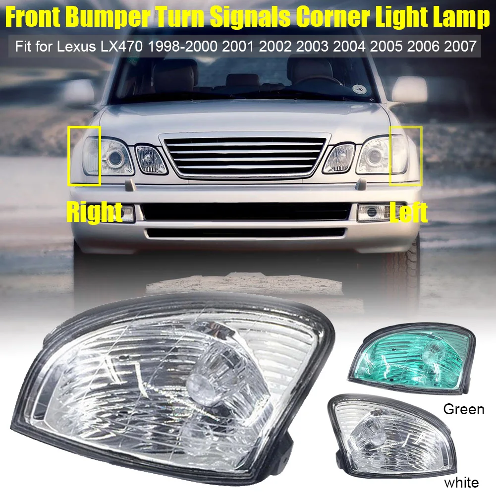 

2PCS Fit for Lexus LX470 1998-2000 2001 2002 2003 2004 2005 2006 2007 Front Bumper Turn Signals Corner Light Lamp