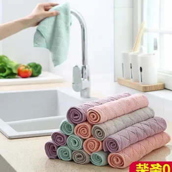 

10 Article Thick Kitchen Dishcloth Wipe Cleaning cloth Domestic Cleaning Water-Absorbing Dish Towel Basic Not Shed Oil-free