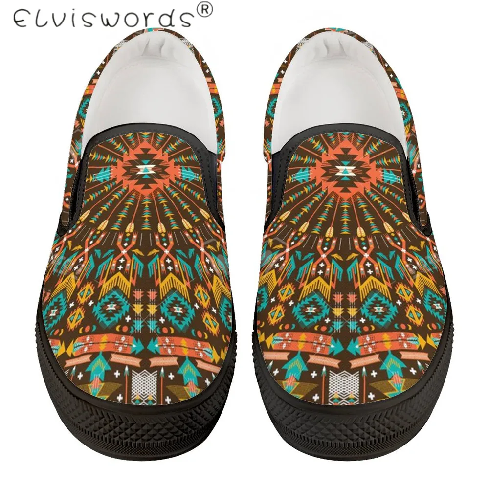 

ElVISWORDS Men Leisure Shoe Afro Ethnic Pattern Printed Shoes Female Boys Outdoor Rubber Sneakers Comfortable Non-Slip Breath