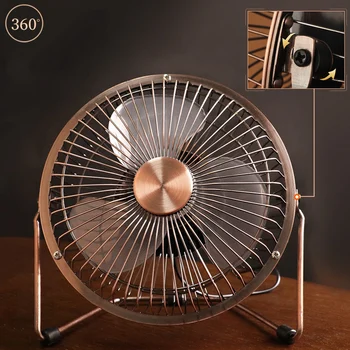 

Air Conditioning Mini USB Table Desktop Personal Fan Metal Design Antique Quiet Operation 3.9 Feet USB Cable High Compatibility