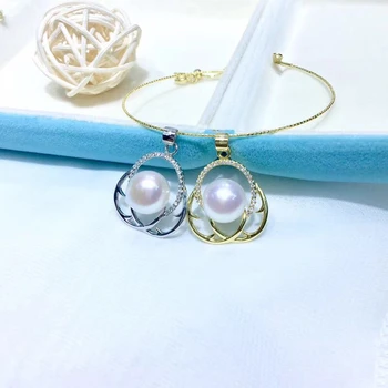 

925 Sterling Silver Pendant Base Settings Component Findings Women's Parts for Oyster Edison Pearl Coral Jade Beads Stones