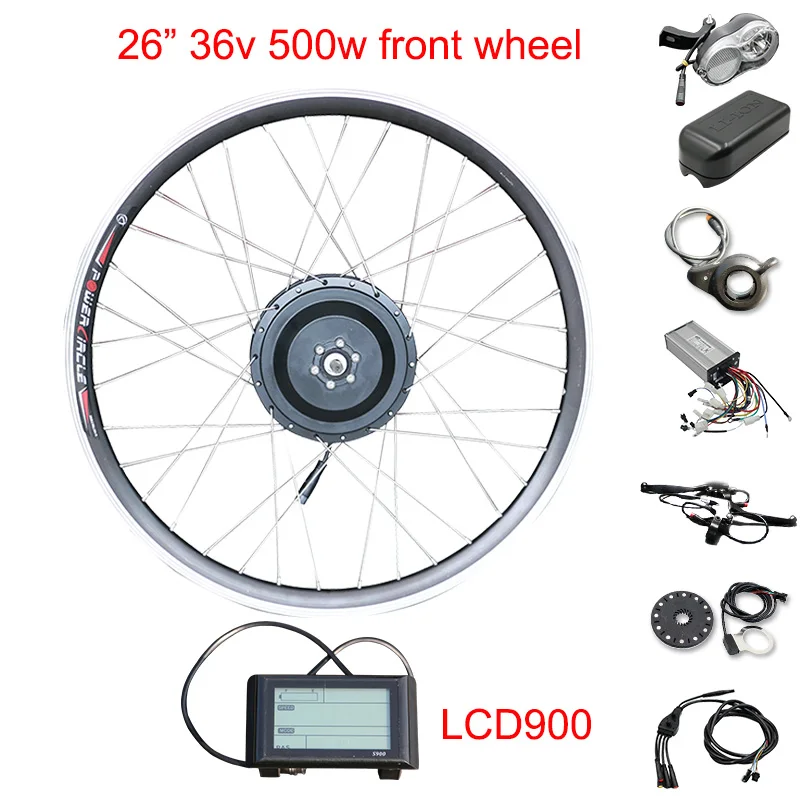 Набор преобразования для электрического велосипеда 36V 500W мотор колеса 36V E велосипед комплект электрическое преобразование велосипедов набор 2" 26" 700C передний привод колеса - Цвет: 26 36v 500w LCD900