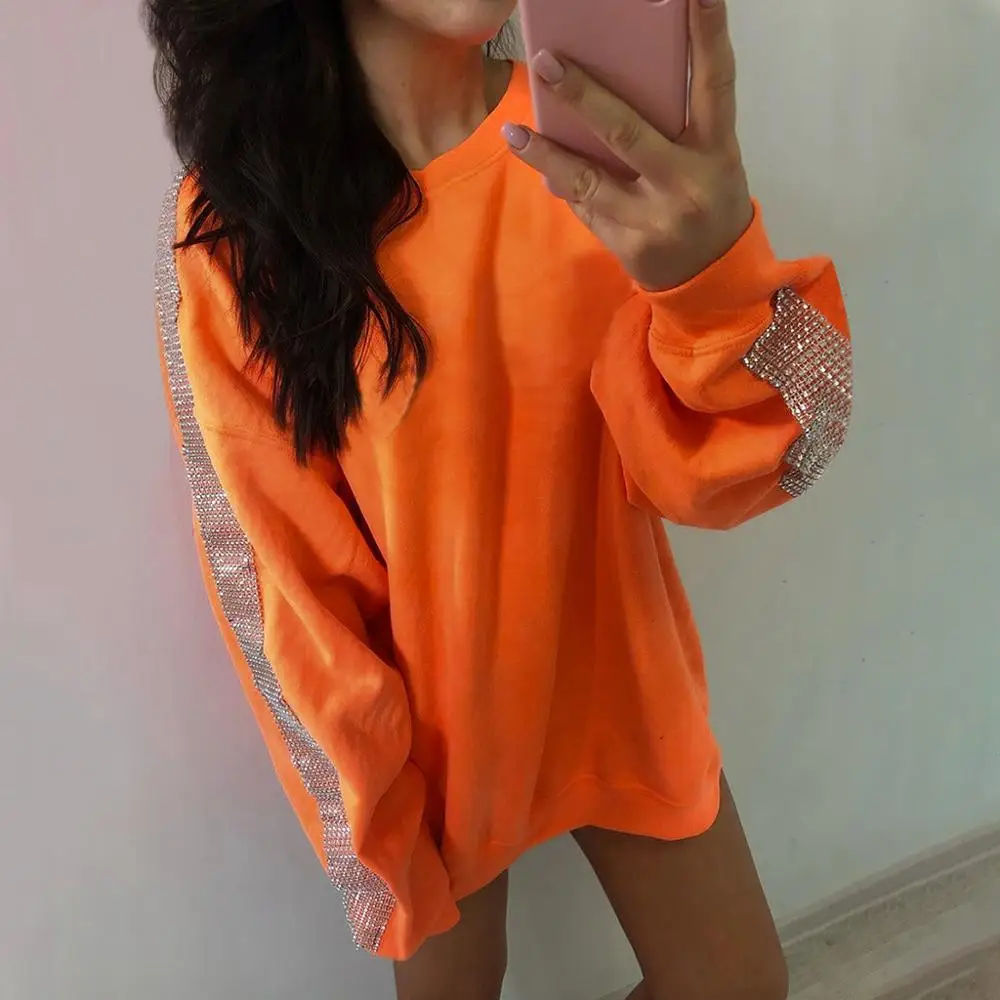 

Neon Casual Hoodie Women Fashion 2019 Batwing Sleeve Loose Sweatshirts Female Harajuku Print Street Boyfriend Style Pullover