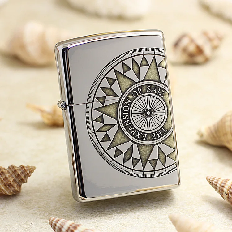 Оригинальная зажигалка Zippo медная ветрозащитная с компасом для тонкой резьбы