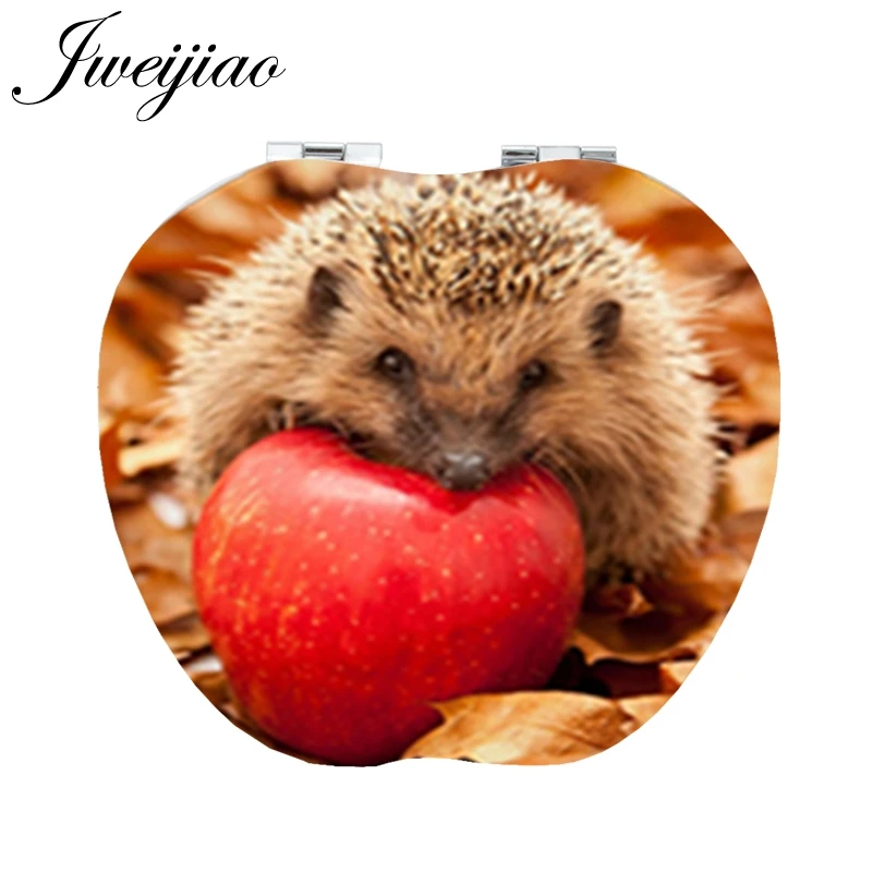 Jweijiaoハリネズミ食べるappleポータブル折りたたみミラー天然の動物美容leahter健康apple型コンパクトミラーh222 Makeup Mirrors Aliexpress