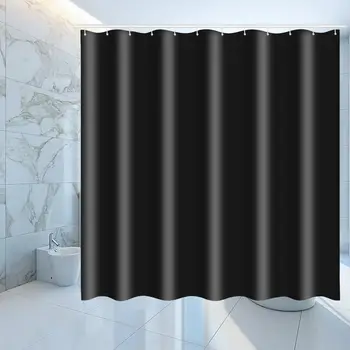 

New 3 Sizes Waterproof Polyester Shower Curtains Hooks Set Black Bathroom Window Curtain Bath Curtains Drape Hotel Home Decorati