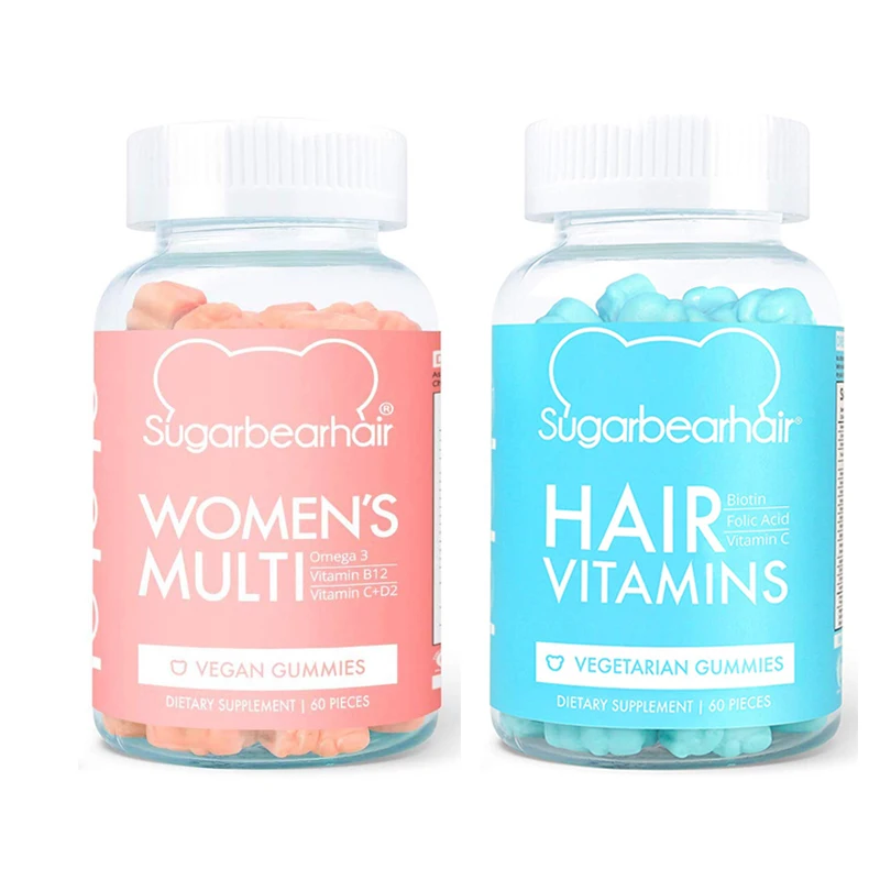 blue and pink Витамины для волос, 60 шт.(1 месяц питания), 60 жеваний витамин с высоким содержанием биотина, более сильные, здоровые вегетарианские волосы - Цвет: blue and pink
