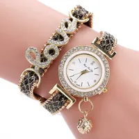 FanTeeDa Top Brand Women Bracelet Watches Ladies Love Leather Strap Rhinestone Quartz Wrist Watch Luxury Fashion Quartz Watch 2