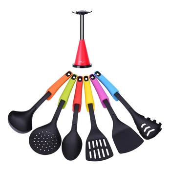 

Nylon Utensil Set 7 Piece Cooking Non-stick Kitchen Utensil Set Kitchen Tool with Revolving Rack for Kitchen