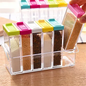 

Kitchen Plastic Food Seasoning Container Kitchen Spice Jar Double Lid Storage Bottles Collection Kits