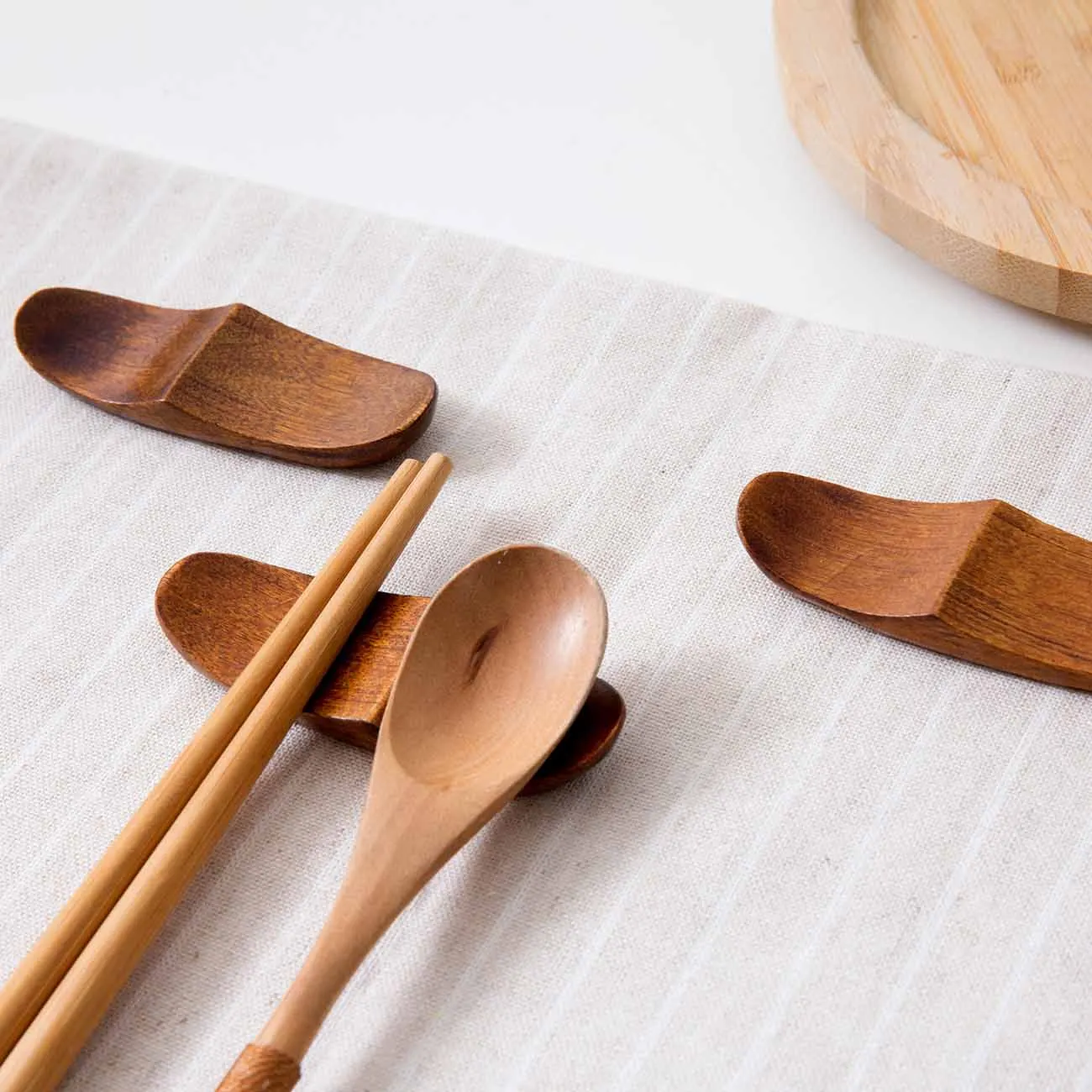 Natural Wooden Chopsticks Holder Chopstick Rest Rack Spoon Stand YD 