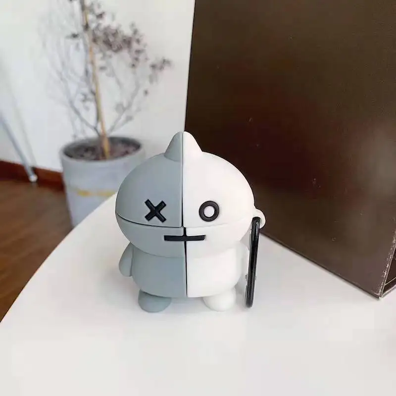 Корейский стиль Поп мультфильм 3D Серый Детский чип Беспроводная bluetooth-гарнитура силиконовый чехол Airpods гарнитура Набор с ударной крышкой
