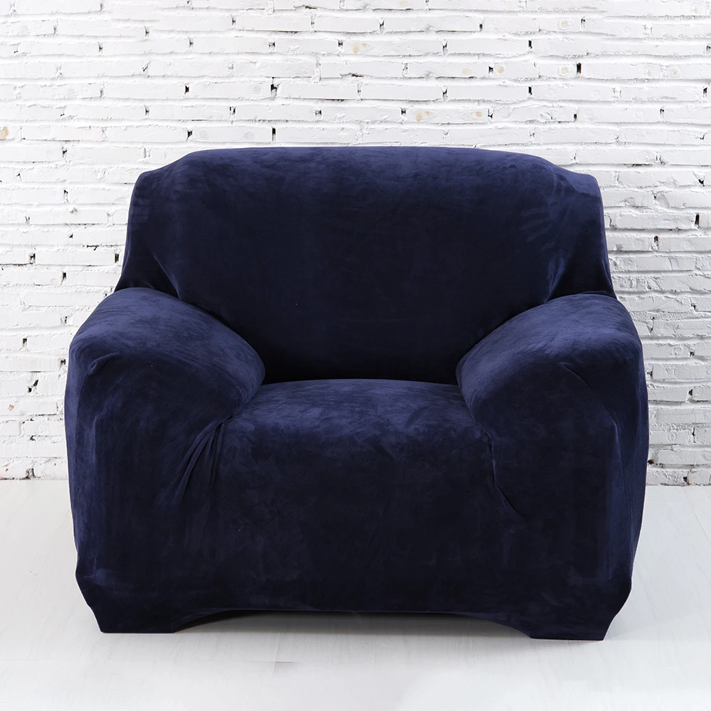 Плюшевые утепленные чехлы для диванов подушка для гостиной угловой эластичный диванные покрывала одеяла секционный Чехол Декор 1/2/3/4 местный - Цвет: Navy Blue