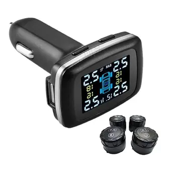 

New Car TPMS Real Time Tire Pressure Monitoring System Cigarette Lighter Digital LCD Display Auto Security Alarm System