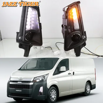 

JAZZ TIGER 2PCS Dynamic Yellow Turn Signal Function 12V Car DRL Lamp LED Daytime Running Light For Toyota Hiace 2019 2020