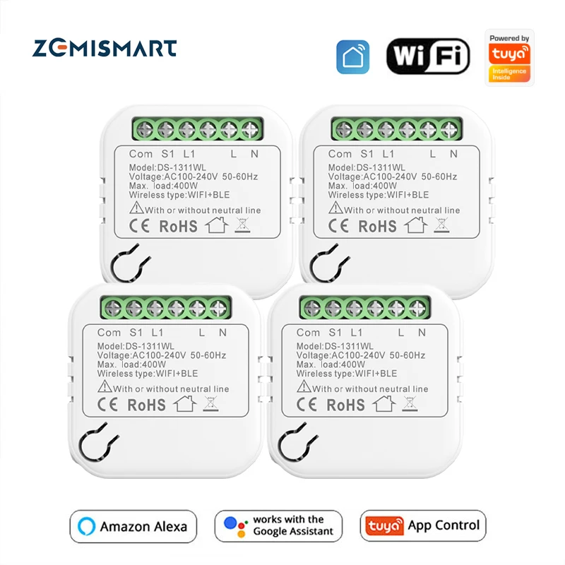 zemismart-4-pcs-wifi-light-switch-smart-relay-breaker-module-supports-2-way-tuya-ble-app-alexa-google-home-voice-control