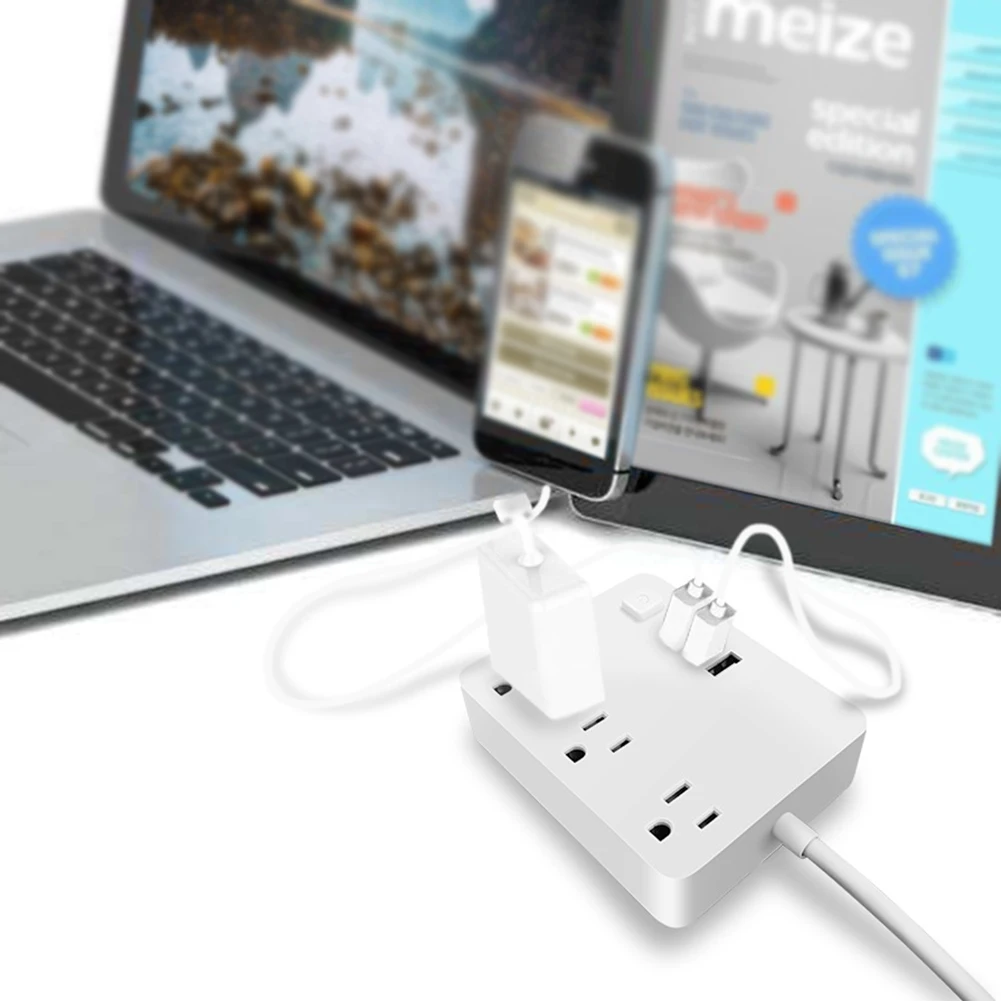 3 USB разъем Настольный умный светодиодный индикатор-переключатель силовой полосы удлинитель США вилка Быстрая зарядка аксессуары для дома Нескользящая розетка