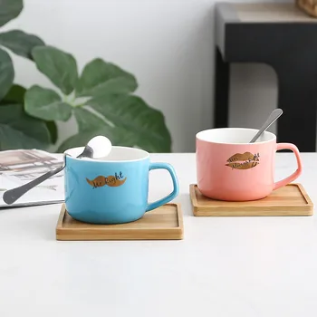 

Nordic Creative Ceramic Belly Mug Simple Coffee Cup & Saucer Set 220ml Office Afternoon Tea Cups Household Lovers Drinking Mugs
