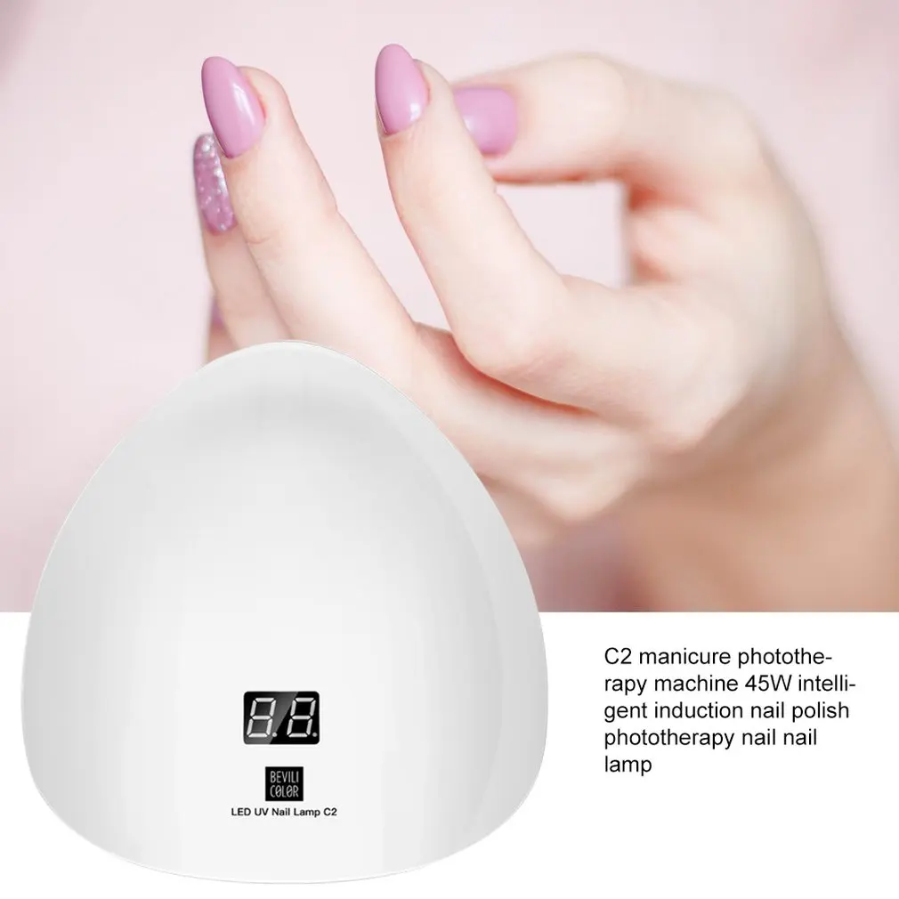 Upgraded Nail Phototherapy Machine 45w Smart Induction Nail Polish Phototherapy Glue Nail Art Light Therapy Baking USB