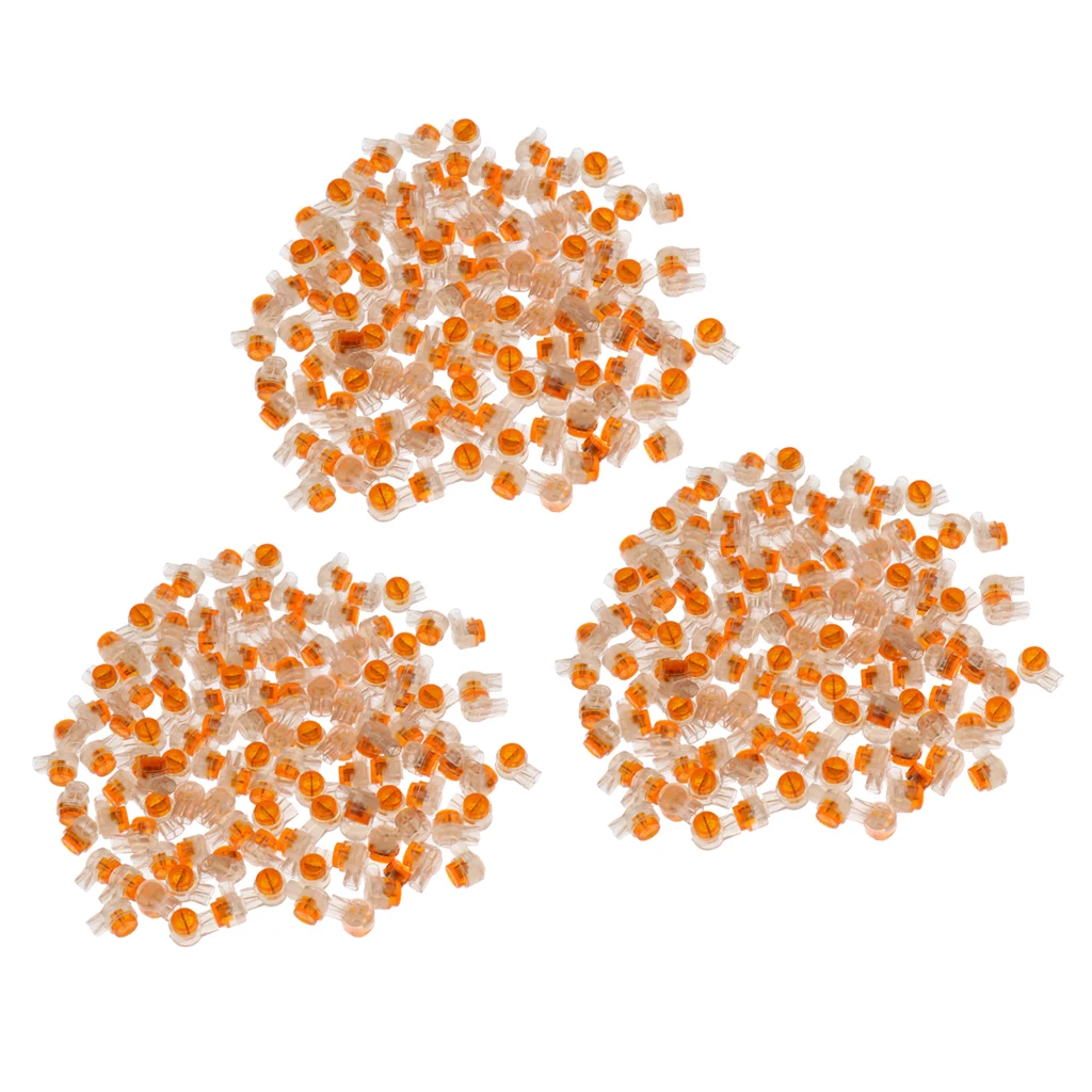 600Pack Jelly Crimps Data Phone Wire Butt Splice 2Way Connector Yellow Clear