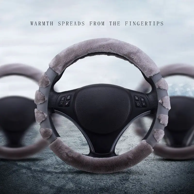 

Universal Autumn Winter Non Slip Steering Wheel Cover With 3D Design Fit Most Of Cars