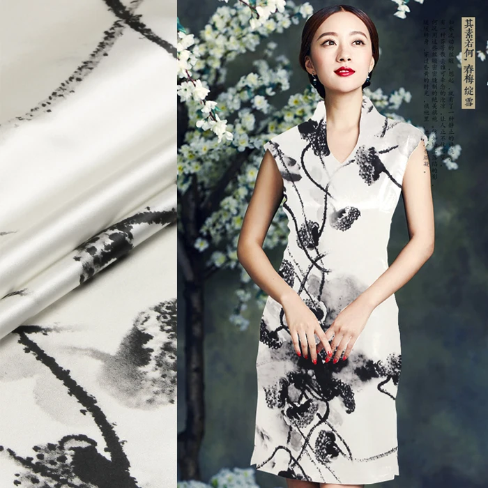 

118cm wide silk stretch satin fabric meter 19 mm digital inkjet Chinese silk fabric stretch spandex fabric wholesale silk cloth