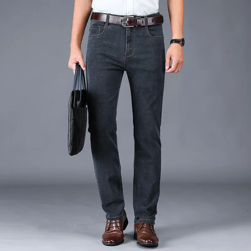 

NIGRITY 2019 New Autumn Winter New Men's Straight casual jeans Fashion denim trousers male pant Black Gray Plus big size 28-42