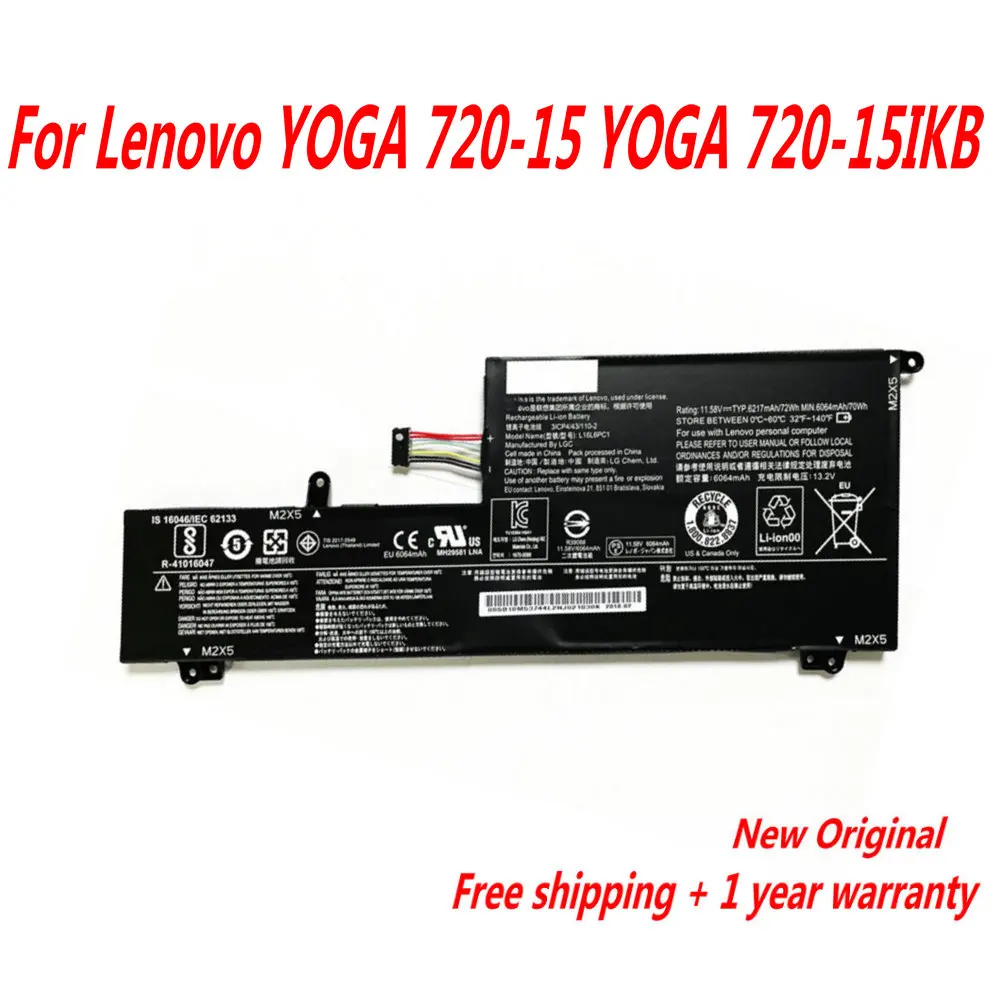 

Genuine L16C6PC1 L16L6PC1 L16M6PC1 Laptop Battery For Lenovo YOGA 720-15 YOGA 720-15IKB 11.52V 72WH 5B10M53743 5B10M53744