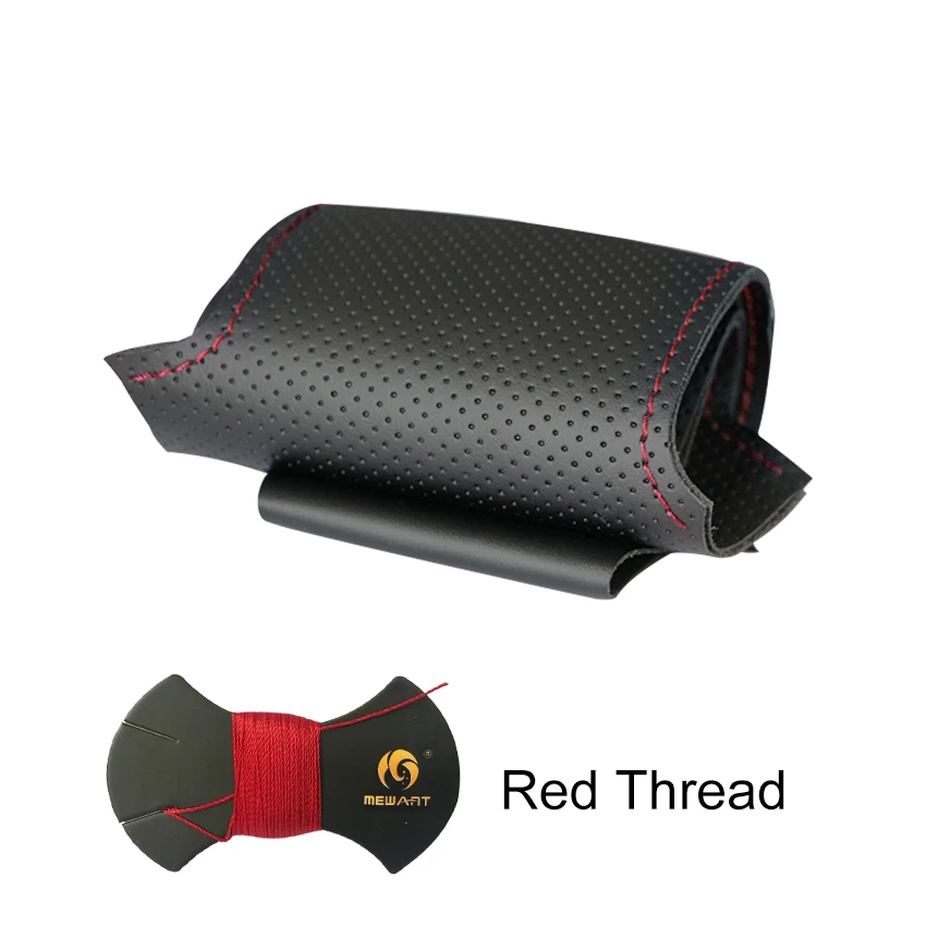 MEWANT черный кожаный чехол рулевого колеса автомобиля для BMW E90 E91(Touring) 320d 325i 335i X1 E84 - Название цвета: Red Thread