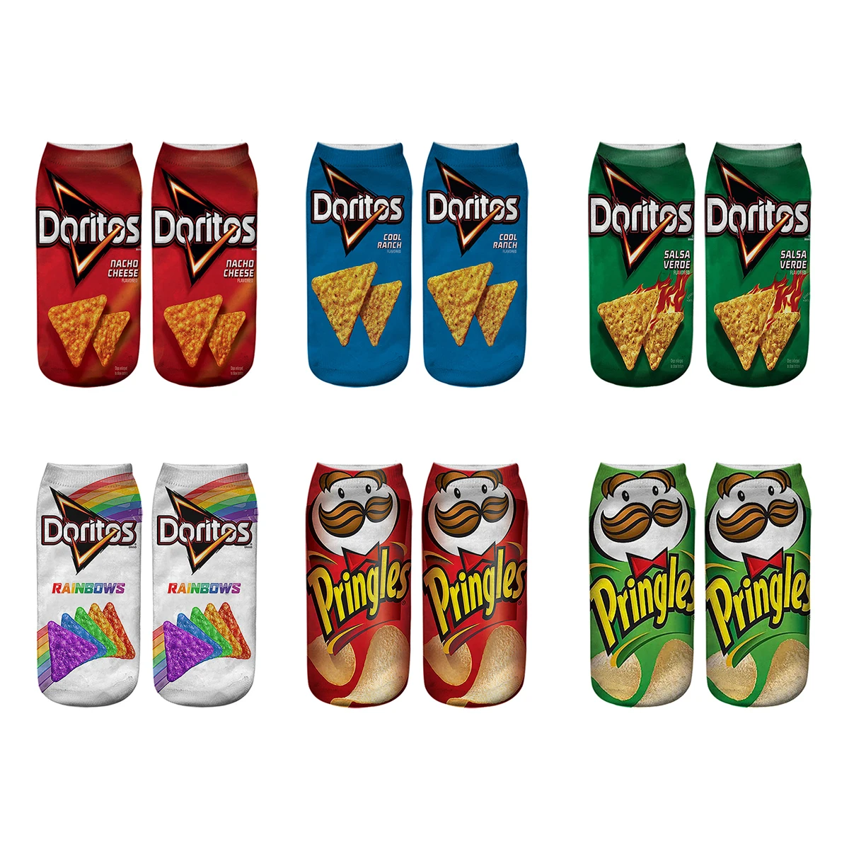 

Funny Unisex Art Socks Women 3D Printed Potato chips Ankle Socks Cotton Art Short Socks women Men Length 21cm style-4