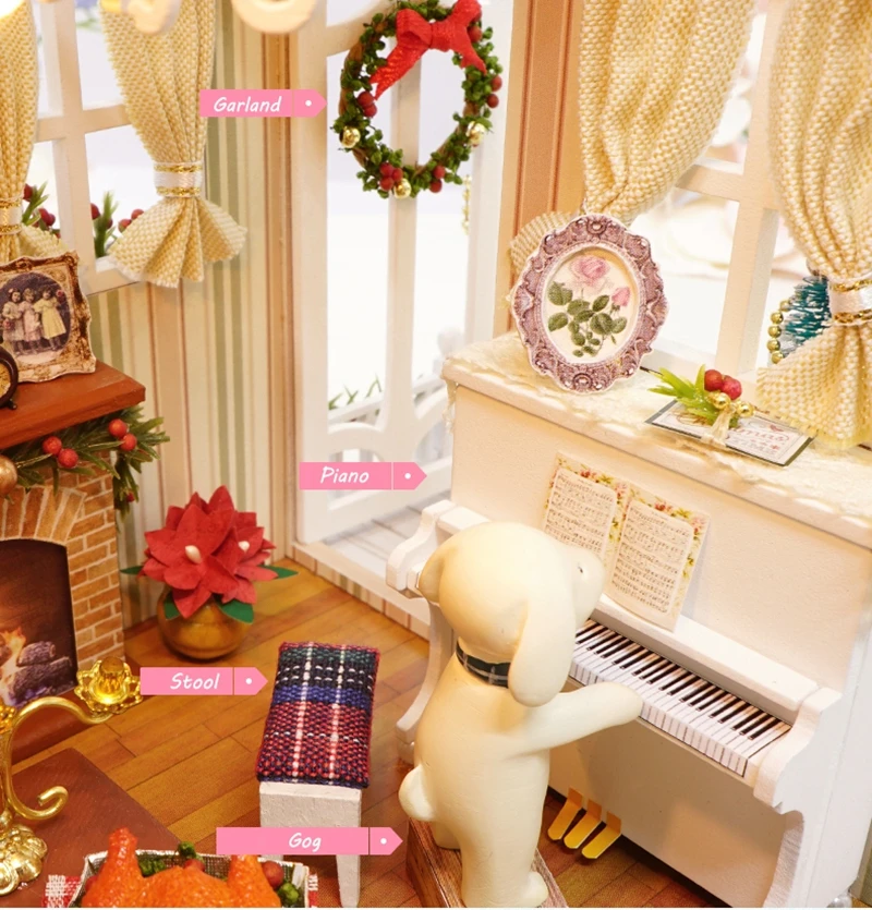 DIY Кукольный дом, деревянные кукольные домики, миниатюрный кукольный домик, мебель, набор со светодиодный игрушками, Детский Рождественский подарок Z007 Z008 Z009 TD9