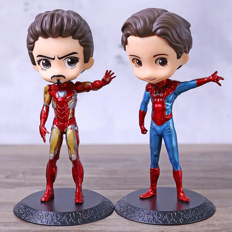 

Marvel Iron Man Tony Stark / Spiderman Peter Parker Q Posket Figure PVC Model Collecion Toy Doll