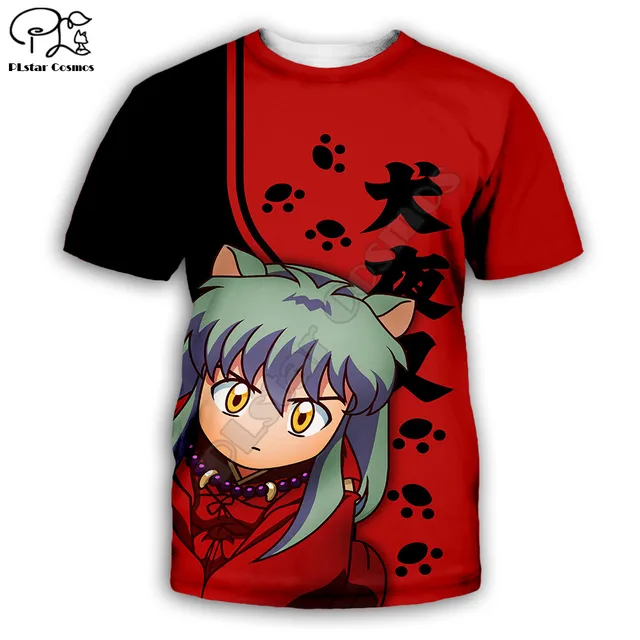 Men for women 3D Printed t shirts Inuyasha Anime t-shirt tees shorts sleeve Harajuku Apparel hip hop summer streetwear style-3