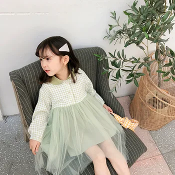 

2020 Korea Style baby girls patchwork dress fashion spring kids girls dresses 3-8 years