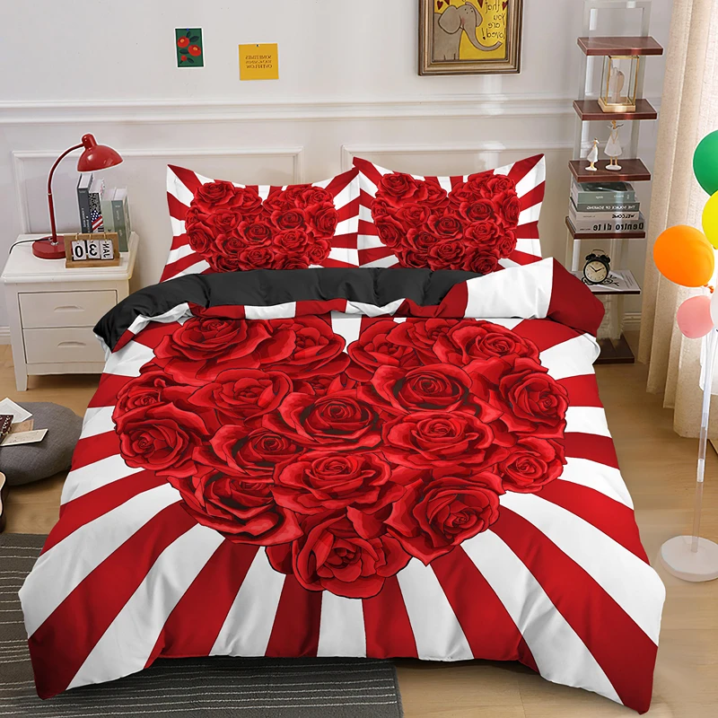 Love Heart Duvet Cover Luxury Bedding Set Single Full Quilt Covers 2