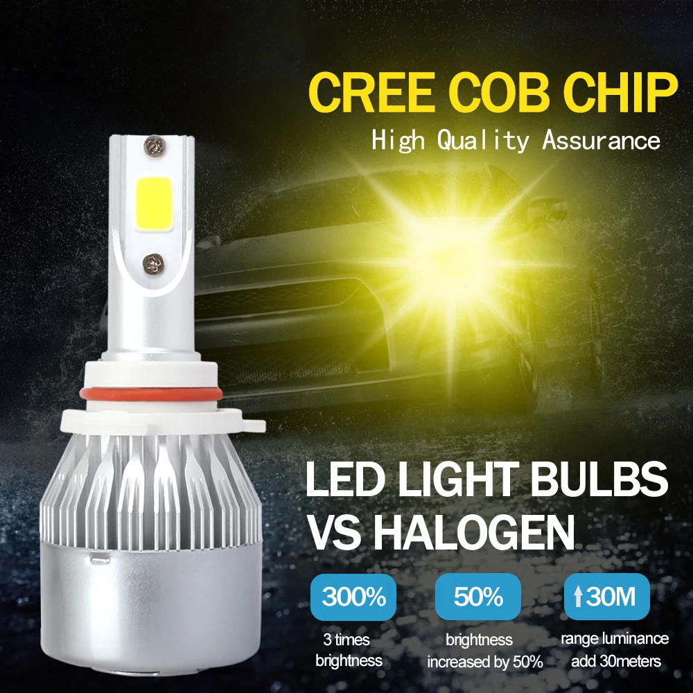 2 шт. светодиодные фары H1 H3 H7 H8/H9/H11 9005 9006 Автомобильные фары лампы 72W 12V 8000LM 3000 К противотуманных фар автомобиля аксессуары для авто Запчасти