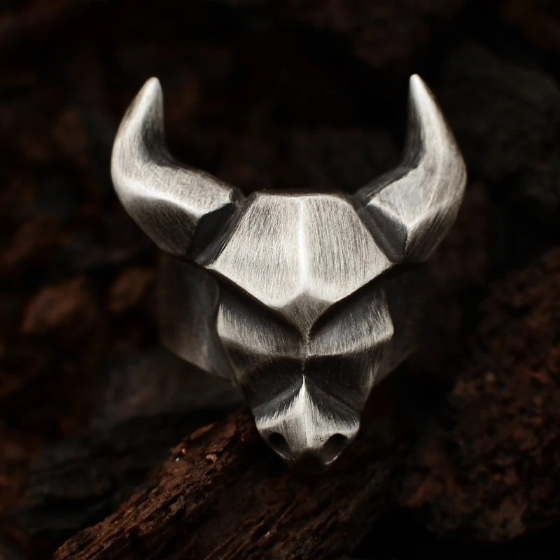 

Original design by hand 925 sterling silver men's and women's personality yak male ring ring muscle strength explosion