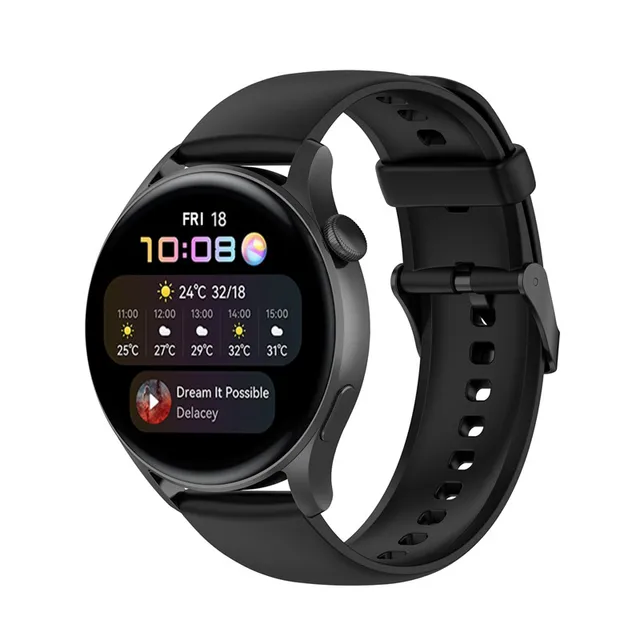 20mm 22mm Silicone watch strap For Samsung Gear S3/Active2/Huawei GT2 /Amazfit bip/Fossil Q/POLAR ignite Vantage M2 wristband xyst-black