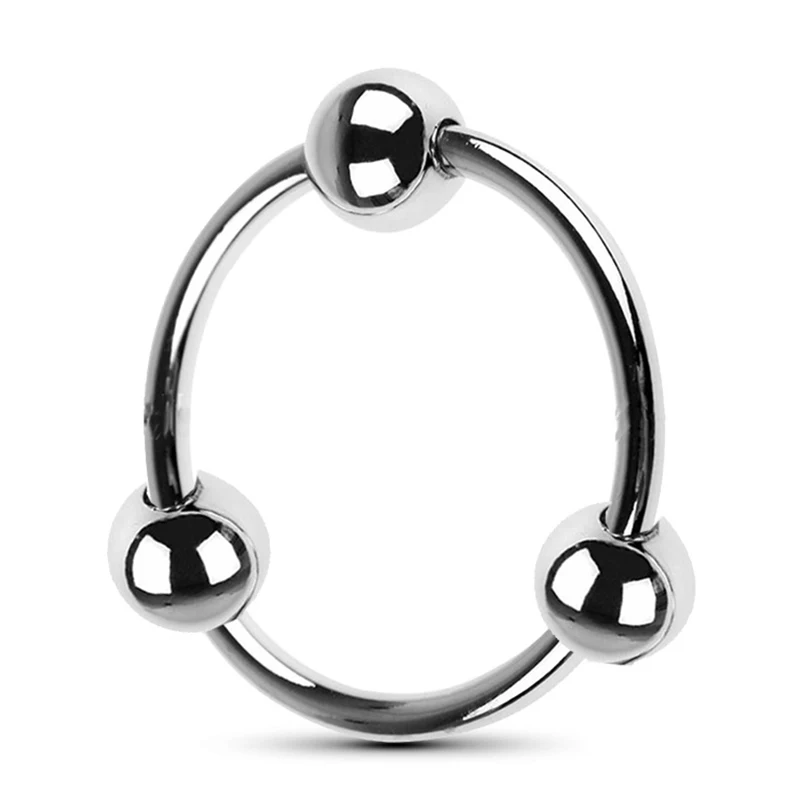 БДСМ три шара из нержавеющей стали головка члена кольцо для пениса увеличение