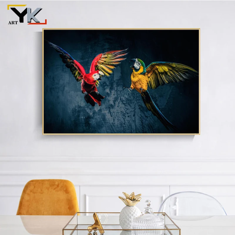 Пара летающих попугаев картина маслом на холсте постеры и принты настенные