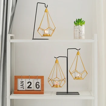 

Originality Romantic Dinner Candle Holders Geometric Candlestick Iron Candle Holder for Wedding Party Home Decor Accessories J25