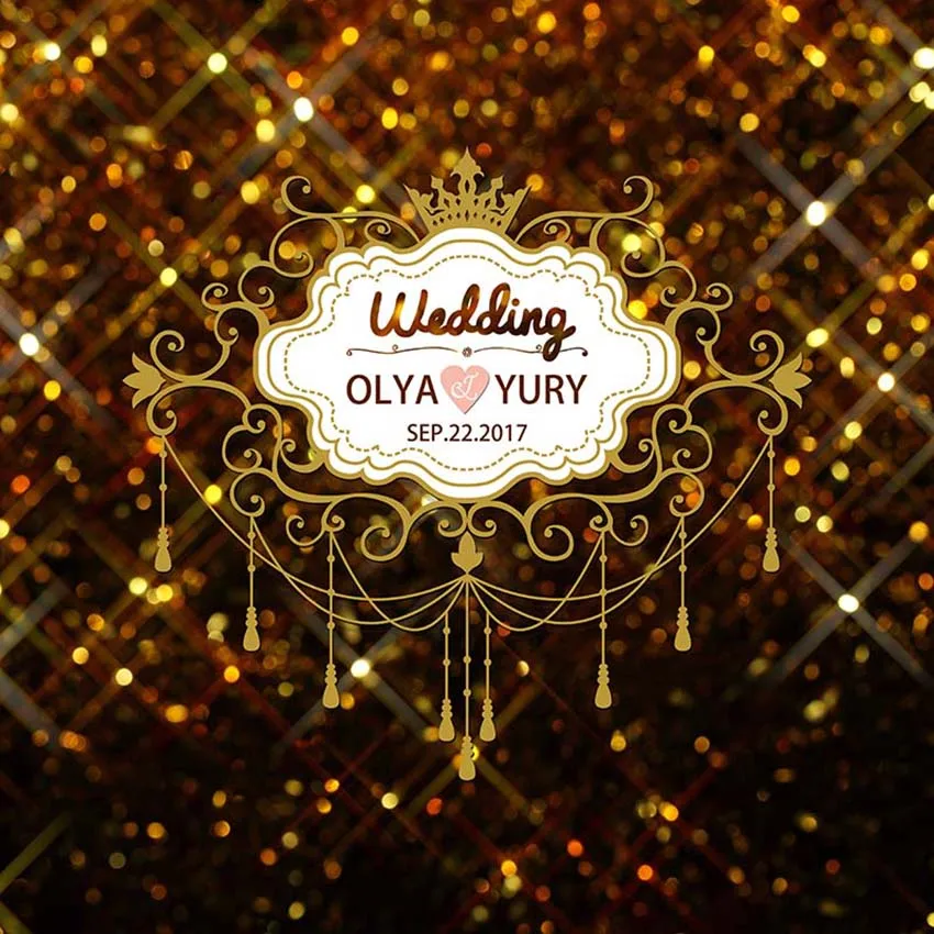 

10x10ft Wedding Party Married Fairy Tale Gold Bokeh Glow Custom Photo Studio Seamless Background Backdrop vinyl 300cm x 300cm