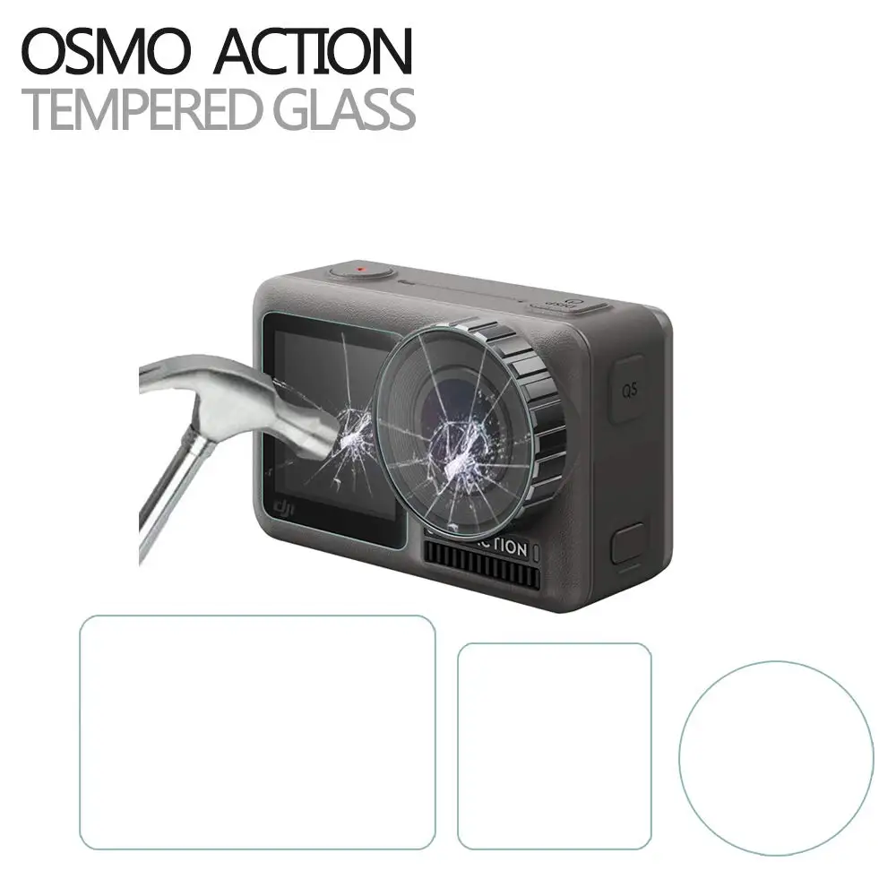 

3PCS/SET Tempered Glass Screen Protector Scratch-resistant Protective Film Camera Accessories for DJI Osmo Action Sport Camera