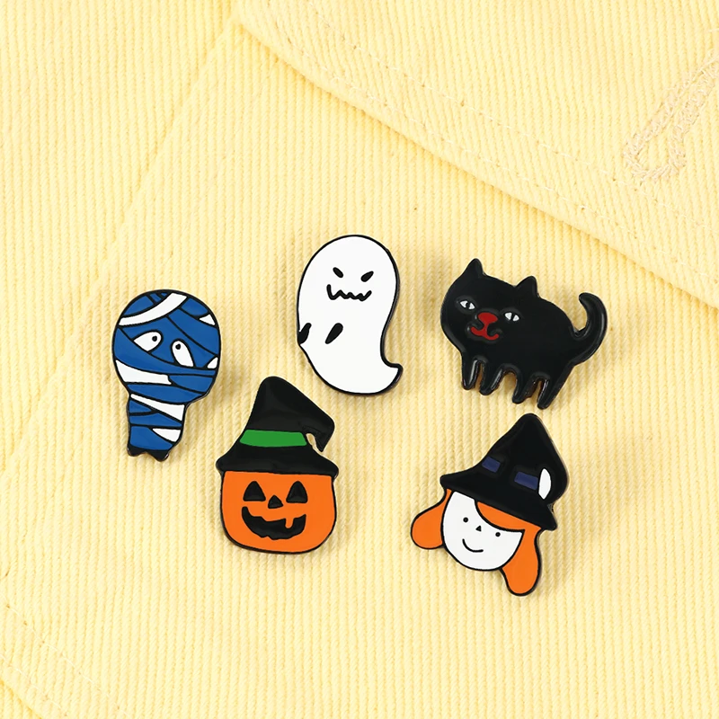 New Halloween Cute Brooches Pin Pumpkin Ghost Witch Mummy Cat Badge Cartoon  Funny Jewelry For Party Friend Lapel Hat Enamel Pins - Brooches - AliExpress
